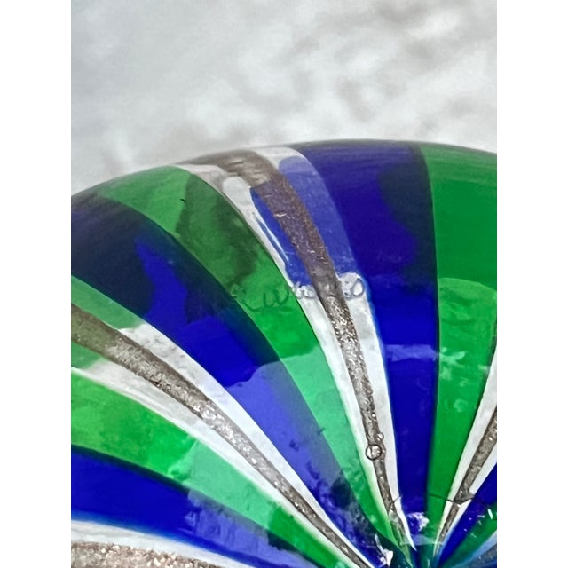 Murano 1970s Linea Valentina Murano Italy Bowl in Blue Green Gold For Sale - Image 4 of 4