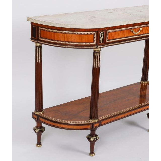 Antique 19th Century French Ormolu Mounted Carrara Marble Top Console Tables, Set of 2 For Sale - Image 13 of 18