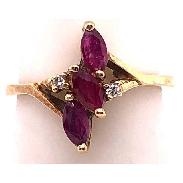 14 Karat Yellow Gold Freeform Ruby With Diamond Accent Ring For Sale - Image 4 of 6