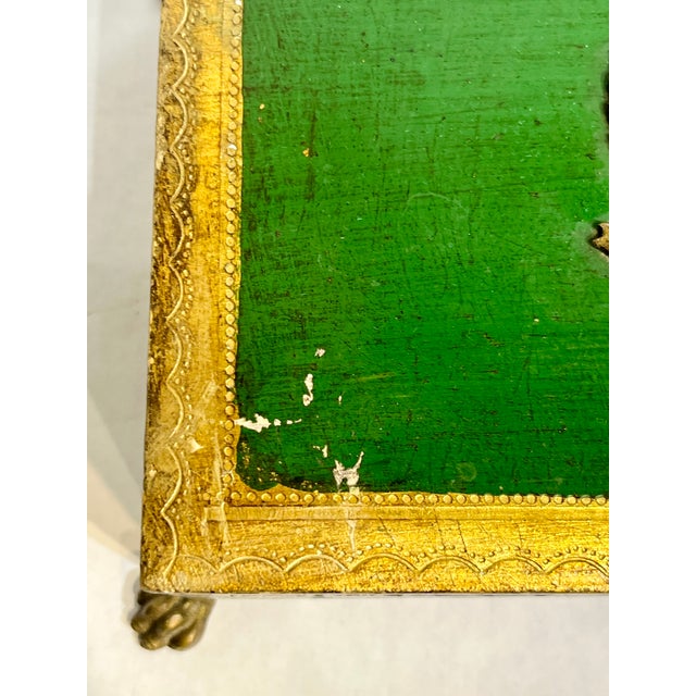 Vintage Italian Gilt and Green Painted Box With Metal Lion Paw Feet and Metal Laurel Wreath For Sale - Image 17 of 17