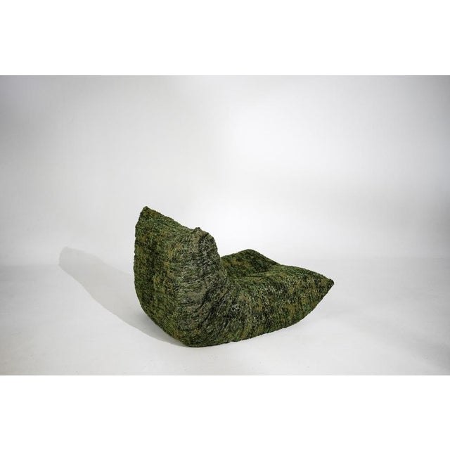 Green Togo Lounge Chair and Pouf in Heritage Wave Fabric by Michel Ducaroy for Ligne Roset, 1973, Set of 2 For Sale - Image 8 of 17