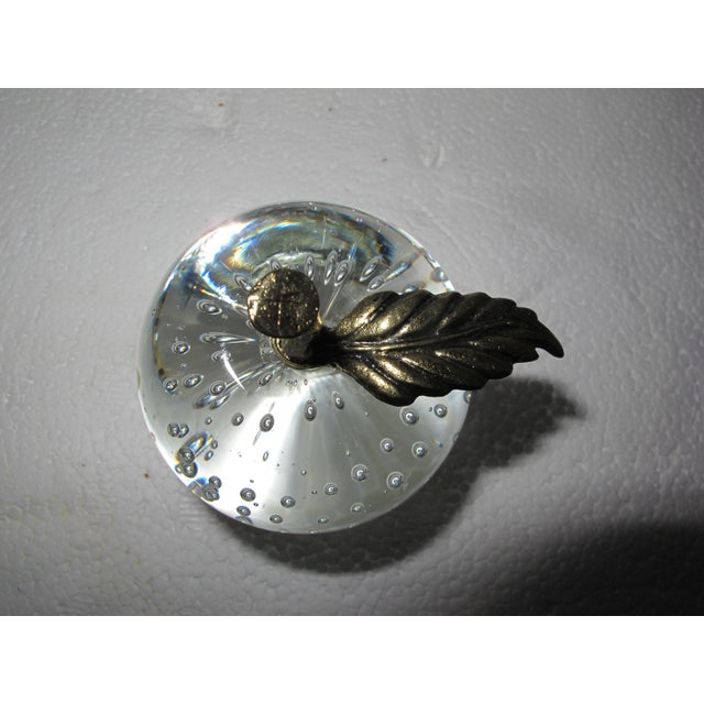 Brass Late 20th Century Brass and Glass Apple Paperweight For Sale - Image 8 of 11