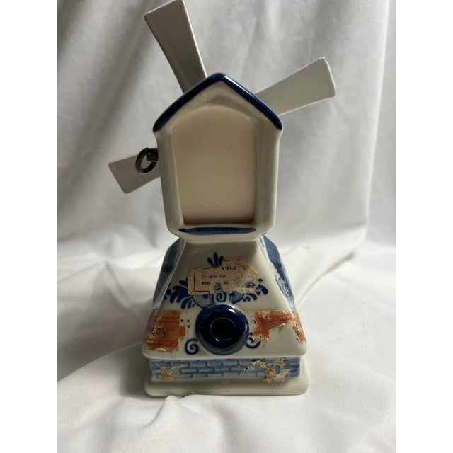 Old Rynbende & Sons Delft Blue Spinning Windmill Music Box For Sale - Image 4 of 10