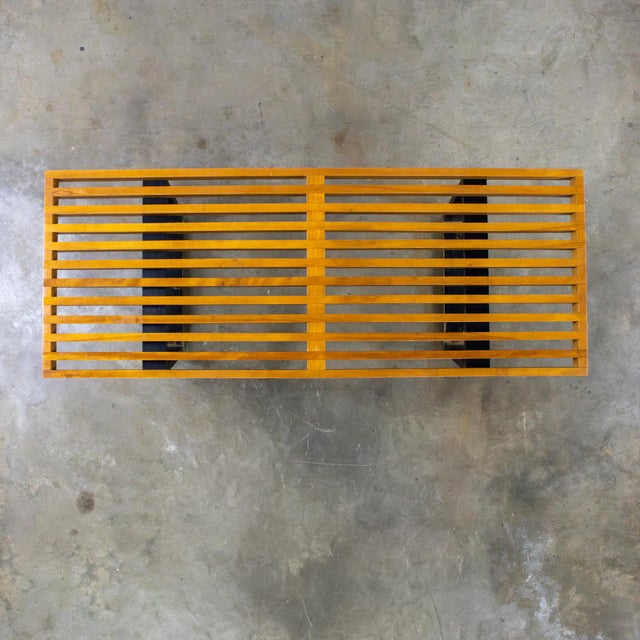 Early Mid Century Modern George Nelson Platform Bench for Herman Miller Maple Slats Black Painted Legs For Sale - Image 12 of 18