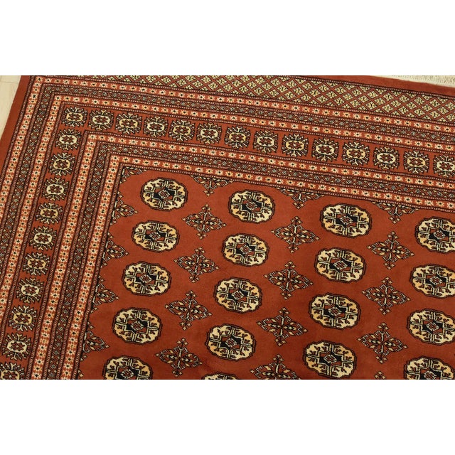 Textile Bokhara Rug 8’4” X 10’2” Orange Wool Tribal Hand-Knotted Oriental Carpet For Sale - Image 7 of 14