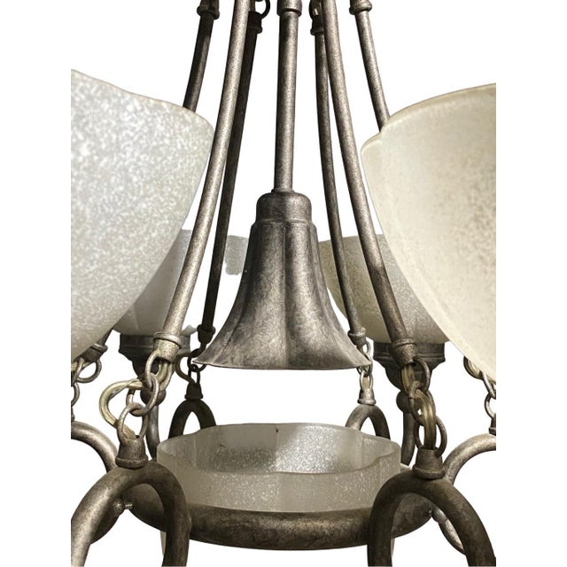 Vintage Chandelier 6 Light Fixture Florida Dining Room Style 27” x 27” x 27” Good condition Antiqued silver finish...