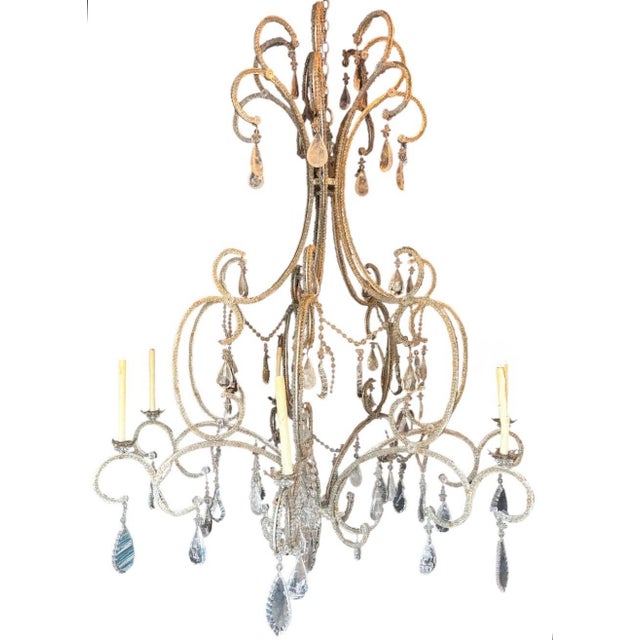 Huge Ebanista Silver Gilt Metal & Rock Crystal Chandelier For Sale In Los Angeles - Image 6 of 9