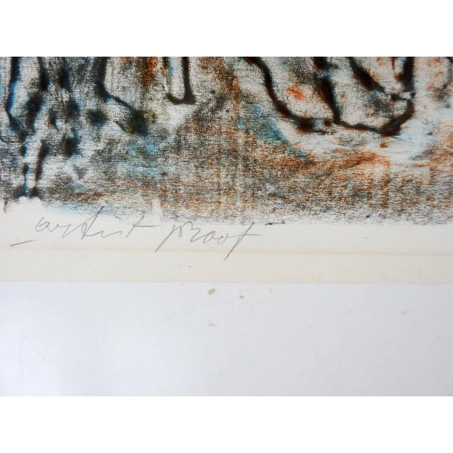 Mid-Century Modern Vintage 1967 Gyula Zilzer Abstract Tavern Scene Lithograph For Sale - Image 3 of 5