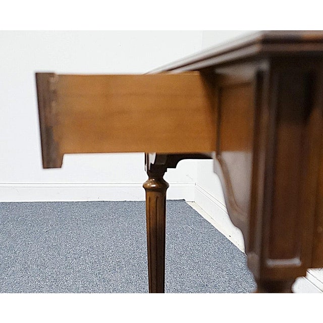 Wood Henredon Furniture Banded Bookmatched Walnut Italian Provincial Style 40" Writing Desk For Sale - Image 7 of 12