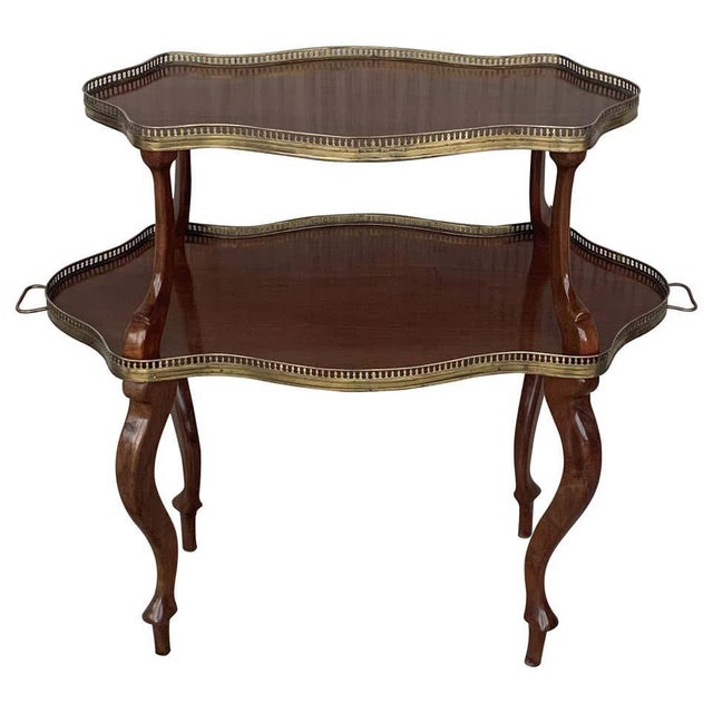 Brass French Mahogany Brass Two-Tier Side or Coffee Table For Sale - Image 8 of 8