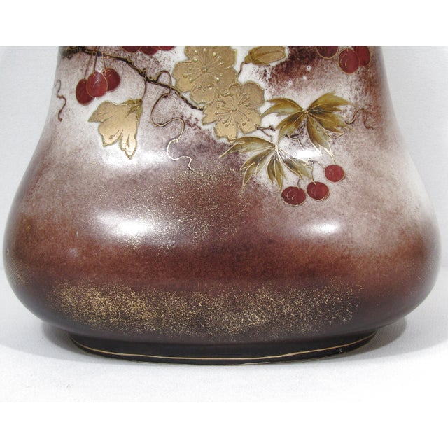 Vintage Hand-Painted Moriage Style Gourd Vase With Raised Floral Detail For Sale - Image 10 of 14