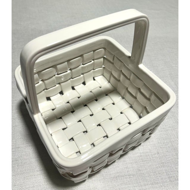 20th C. MCM Italian Gump's Woven Porcelain Basket For Sale In Naples, FL - Image 6 of 7