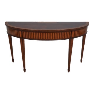 Vintage Ethan Allen Federal Style Inlaid Mahogany Console Table For Sale