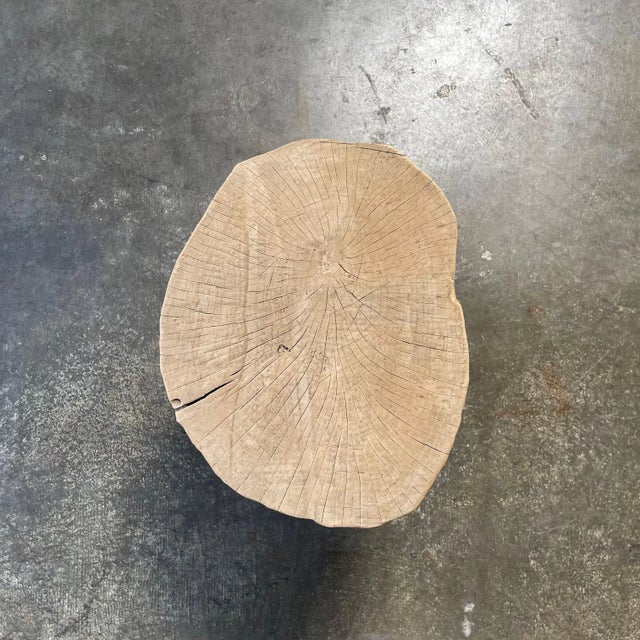 Tan Reclaimed Elm Wood Chop Block Table For Sale - Image 8 of 9