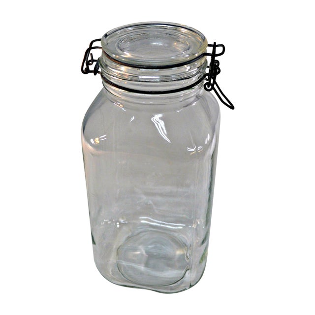 Ermetico Italian Clear Glass Canister Chairish