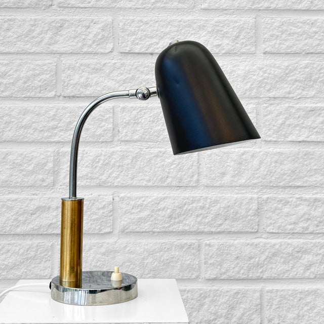 Modern Scandinavian Table Lamp Model 503 in Brass & Steel from Boréns, Sweden, 1940s For Sale - Image 4 of 14