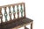 This Vintage Indian Painted Teakwood Bench has a decorative back featuring a series of intricately pierced vertical splats...