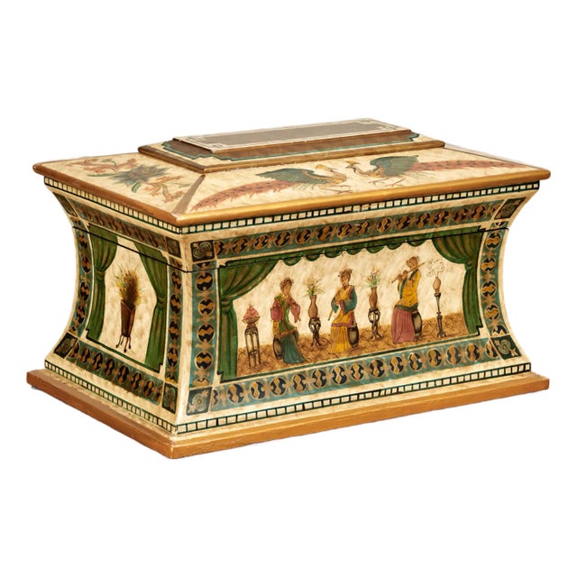 Vintage Chinoiserie Large Painted Box or Casket For Sale