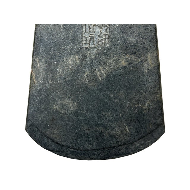 Oriental Stone Ritual Knife Shape Carving Display Plaque Art For Sale - Image 12 of 12