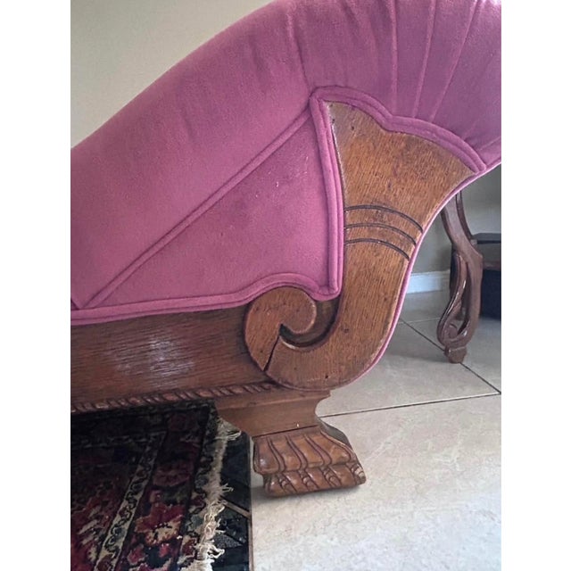 Pink Vintage Pink Velvet Chaise Lounge / Fainting Couch For Sale - Image 8 of 10