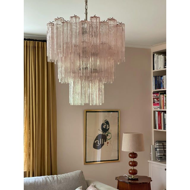 Pink Murano Glass Tronchi Chandelier For Sale - Image 9 of 12
