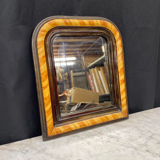 French Antique French Louis Philippe Faux Bois Painted Wood Mirror For Sale - Image 3 of 7
