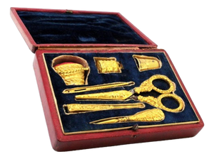 Gold Sewing Kit with Original Case, Set of 7