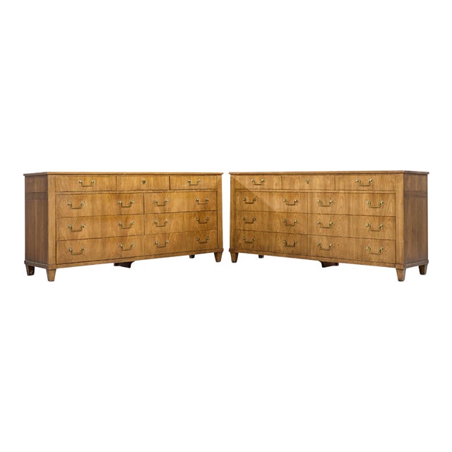 Baker French Cherry Regency Style 10 Drawer Long Dresser - Pair For Sale