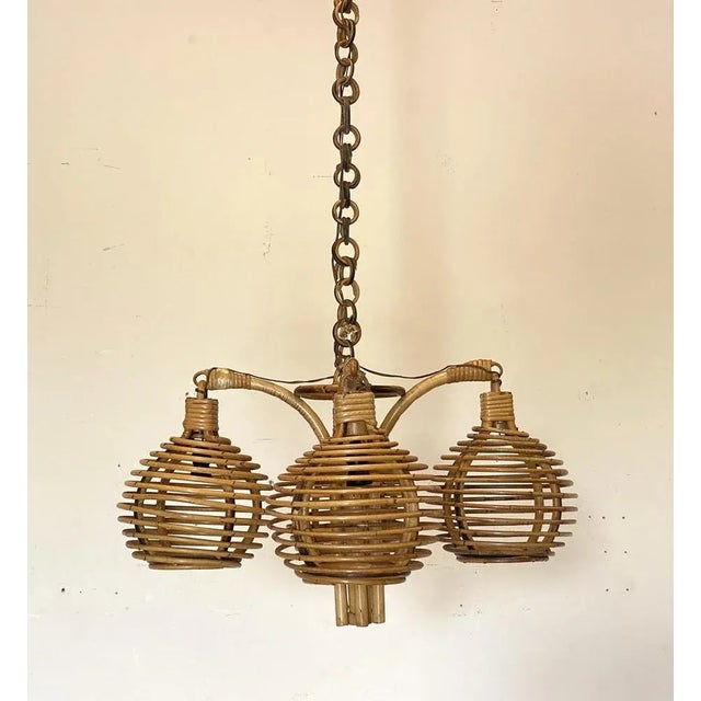 Vintage Bamboo Chandelier, 1970s For Sale - Image 11 of 11