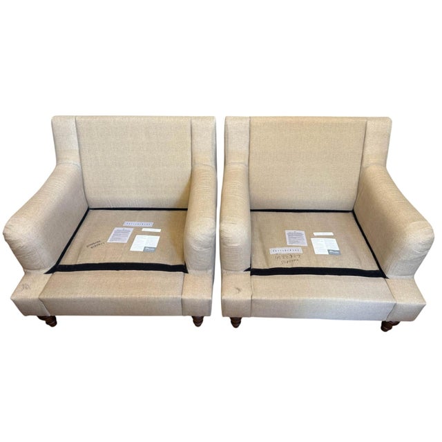 Wood Pottery Barn SoMa Hawthorne English Slip Cover Club Chair - A Pair For Sale - Image 7 of 12
