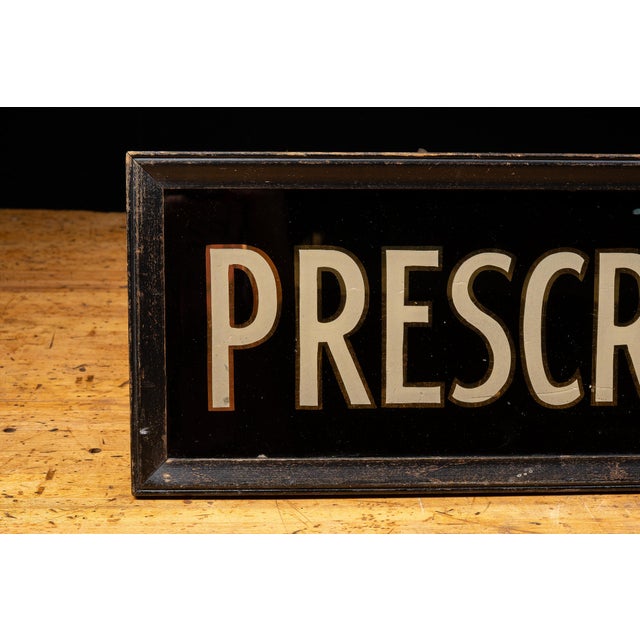 Traditional Reverse Painted Glass Prescriptions Pharmacy Sign For Sale - Image 3 of 7