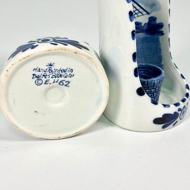 1950s Vintage Holland Delft Boho Chic Handpainted Candleholder Wall Sconces - A Pair. For Sale - Image 15 of 15