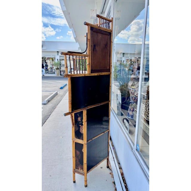 19th Century English Bamboo Corner Cabinet / Etagere For Sale - Image 4 of 12