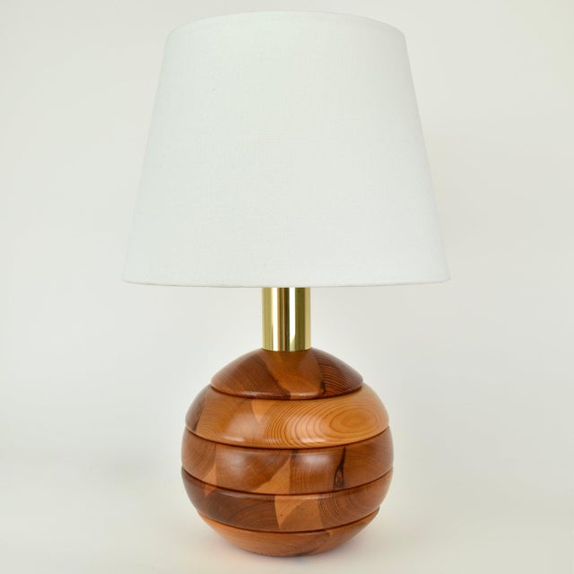 Mid-Century Modern Modernist Pine Wooden Table Light, 1970s For Sale - Image 3 of 12
