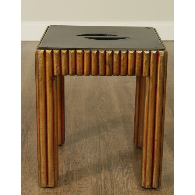 Printmaking Materials Vintage Art Deco Polychrome Painted Black and Gold Taboret Side Table For Sale - Image 7 of 13