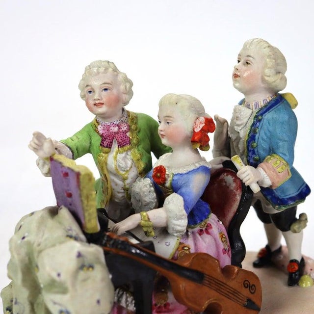 Antique Hand Painted Porcelain Musician Grouping C1890 For Sale - Image 6 of 8