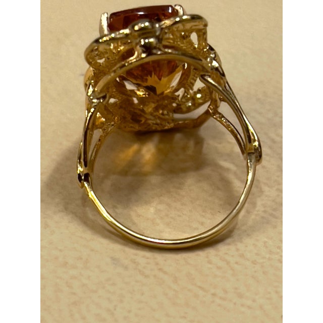6 Carat Natural Long Cushion Shape Citrine Cocktail Ring in 14 Karat Yellow Gold For Sale - Image 9 of 18