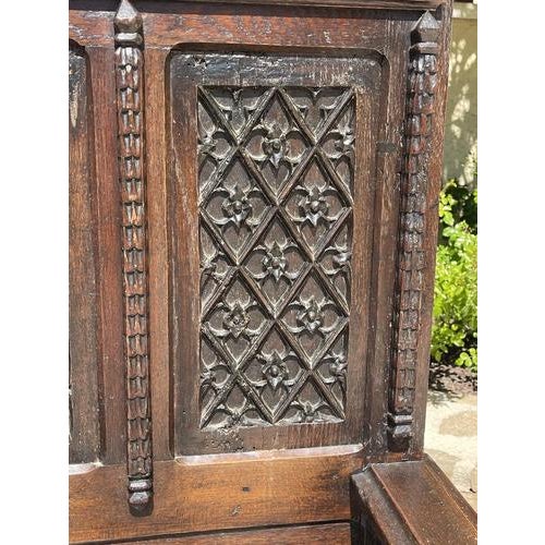 Gothic Oak Storage Bench For Sale - Image 6 of 13