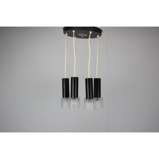 1970s Mid-Century Modern Czechoslovak Glass 5-Light Pendant, 1970s For Sale - Image 5 of 16