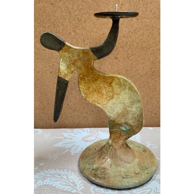 Brutalist Michael Marras Signed Brutalist Wrought Iron Dancer Candle Holders - Pair For Sale - Image 3 of 5