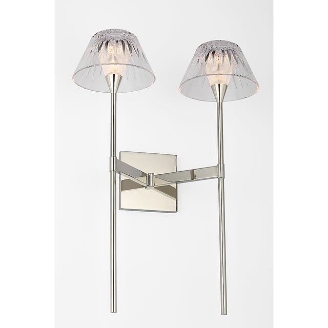 Waterford for Visual Comfort Signature Blaze 19" 2 Light Tail Sconce in Polished Nickel with Clear Crystal For Sale - Image 9 of 13