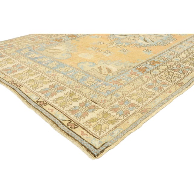 52966 Vintage Turkish Oushak Rug, 04'06 x 07'03. The Sunlit Aurelian: A Vintage Turkish Oushak Masterpiece of Radiant...