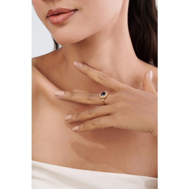 Not Yet Made - Made To Order Modern 1.83ct Natural Sapphire Diamond Statement Ring in 14k Yellow Gold Size 4 For Sale - Image 5 of 17