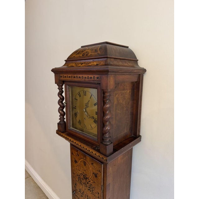 Edwardian Musical Inlaid Marquetry Grandmother Clock, 1900s For Sale - Image 6 of 8