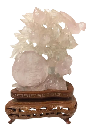 Chinese Carved Rose Quartz Sculpture