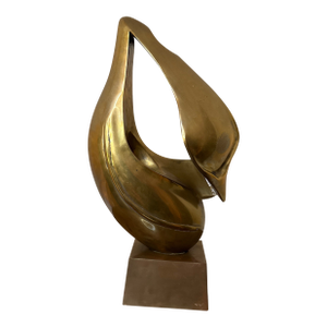 Vintage Abstract Geometetric Bronze Sculpture Signed