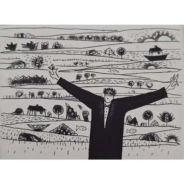 Jerzy Dmitruk, Conductor of the Serene Rhythm of the Landscape (Harvest Landscape), 2008, Etching For Sale - Image 6 of 7