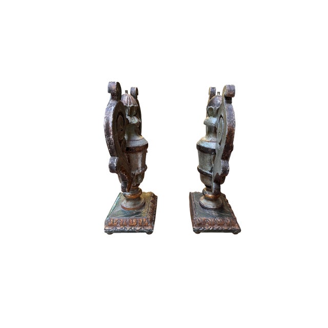 Italian Pair of Antique Italian Wood Urns For Sale - Image 3 of 10