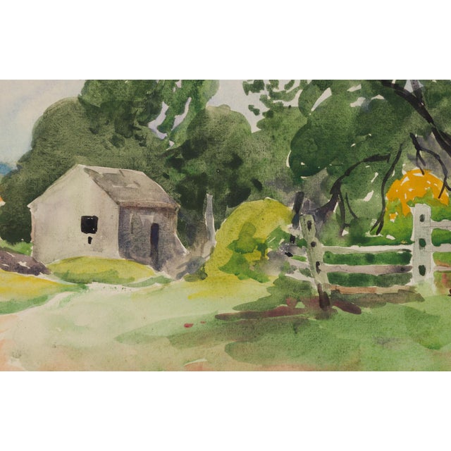1920s 1922 New England Farm Watercolor Painting by Egbert Cadmus For Sale - Image 5 of 7