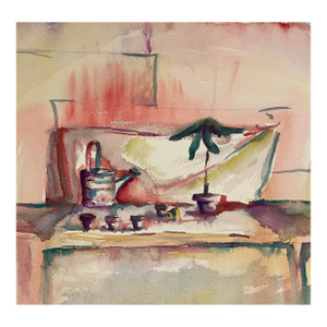 1960 Robert Colborne Watering Can and Plant Still Life Painting